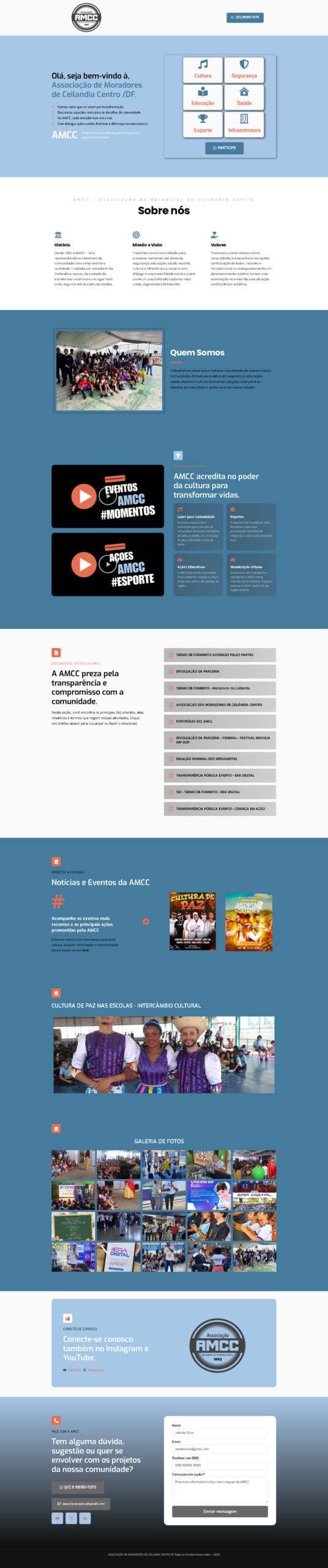 Prévia do site da AMCC