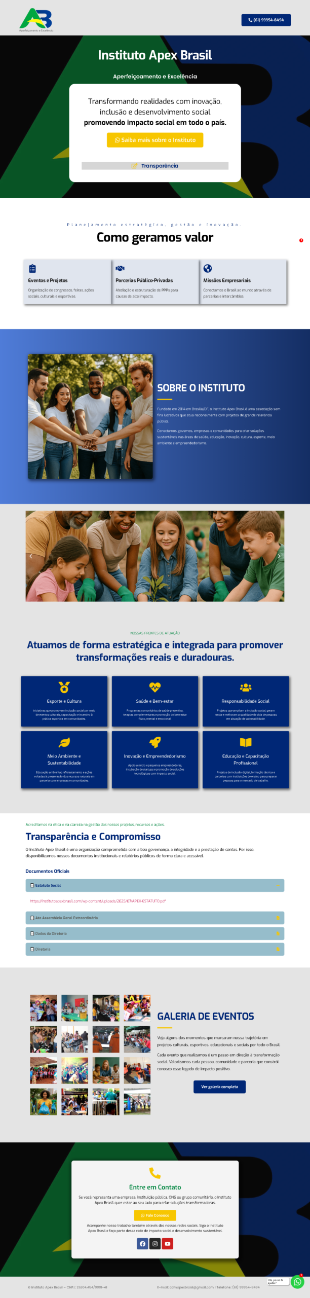 Prévia do site do Instituto Apex Brasil