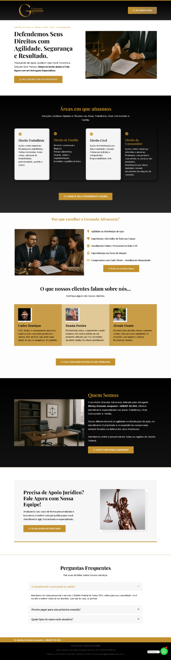Prévia do site da Granado Advocacia